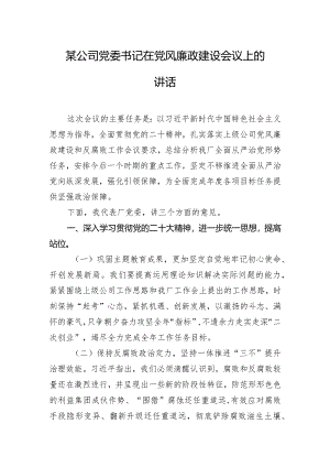 某公司党委书记在党风廉政建设会议上的讲话.docx