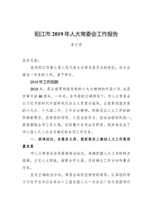 阳江市2019年人大常委会工作报告.docx