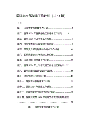 医院党支部党建工作计划(精选14篇).docx