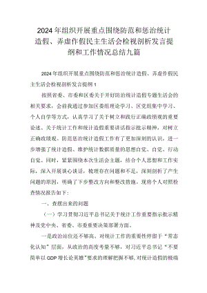 2024年组织开展重点围绕防范和惩治统计造假、弄虚作假民主生活会检视剖析发言提纲和工作情况总结九篇.docx