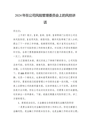 2024年在公司风险管理委员会上的风控讲话.docx