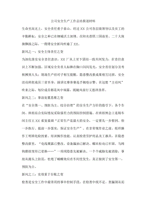公司安全生产工作总结报道材料.docx