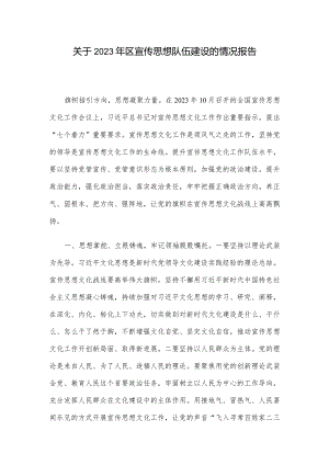 关于2023年区宣传思想队伍建设的情况报告.docx