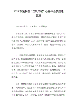 2024政法队伍“正风肃纪”心得体会及启迪五篇.docx
