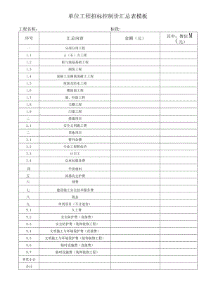 单位工程招标控制价汇总表模板.docx