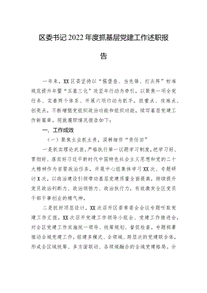 区委书记2022年度抓基层党建工作述职报告.docx