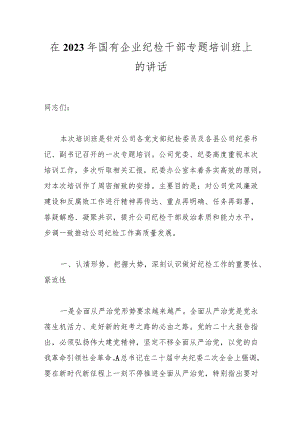 在2023年国有企业纪检干部专题培训班上的讲话.docx