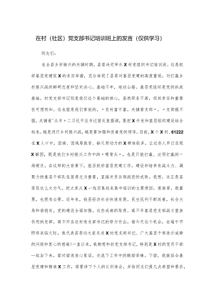 在村（社区）党支部书记培训班上的发言.docx