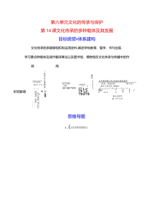 2023-2024学年部编版选择性必修3第六单元第14课文化传承的多种载体及其发展（学案）.docx