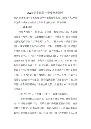 2024党支部第一季度问题清单.docx