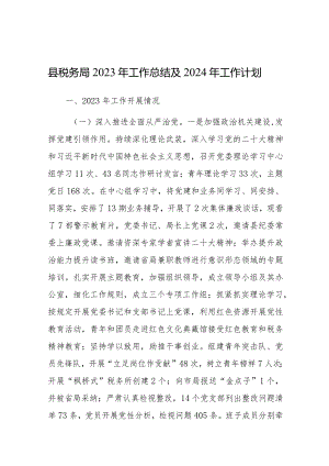 2023年县税务局工作总结及2024年工作计划.docx