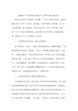 2024年严守纪律做合格党员心得体会集合篇范文.docx