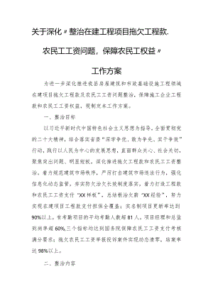 “整治在建工程项目拖欠工程款、农民工工资问题保障农民工权益”工作方案.docx