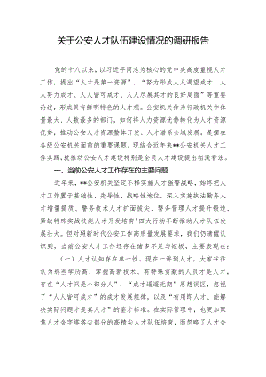 关于公安人才队伍建设情况的调研报告.docx