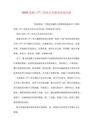 2024党组三严三实民主生活会会议记录.docx