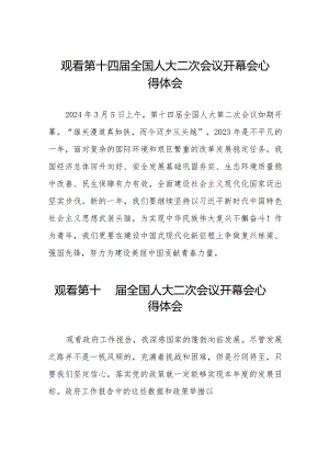 2024第十四届全国人大二次会议开幕会的心得感悟五十篇.docx