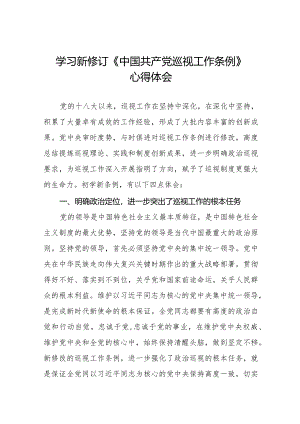 学习贯彻2024新修订中国共产党巡视工作条例心得体会研讨发言材料14篇.docx
