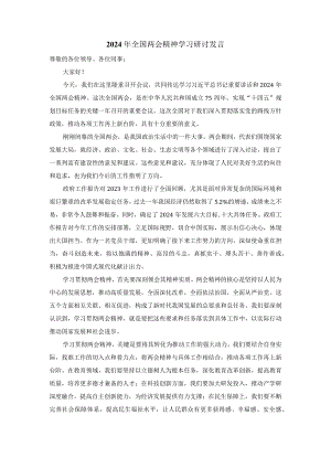 2024年全国两会精神学习研讨发言五.docx