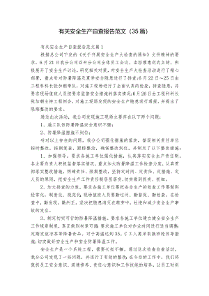 有关安全生产自查报告范文（35篇）.docx