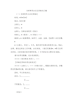 支部常用会议记录格式汇编.docx