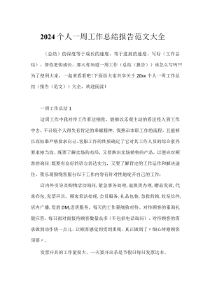 2024个人一周工作总结报告范文大全.docx