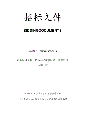 XX县红旗灌区茶叶干渠改造招标文件.docx