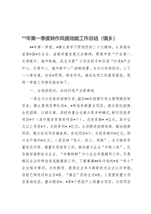2023年第一季度转作风提效能工作总结（镇乡）.docx