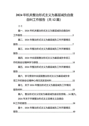 2024年机关整治形式主义为基层减负自查自纠工作报告12篇（完整版）.docx