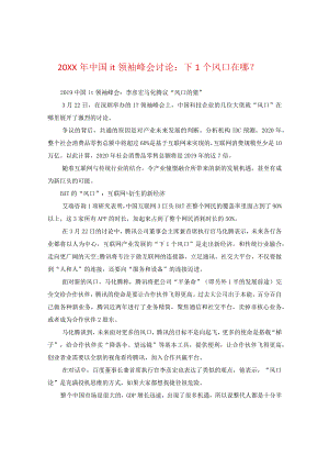 20XX年中国it领袖峰会讨论：下一个风口在哪？.docx