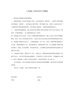工程施工班组责任书模板.docx