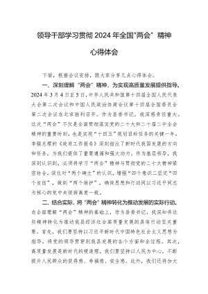 领导干部学习贯彻2024年全国“两会”精神心得体会.docx