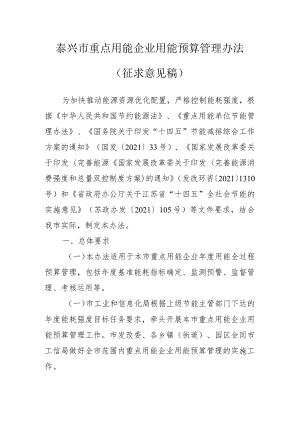 泰兴市重点用能企业用能预算管理办法.docx