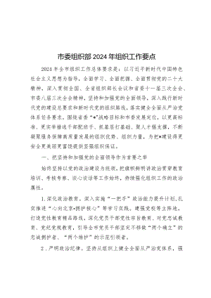 2024年组织工作要点（市委组织部）.docx
