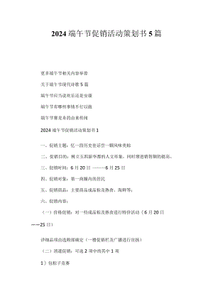 2024端午节促销活动策划书5篇.docx