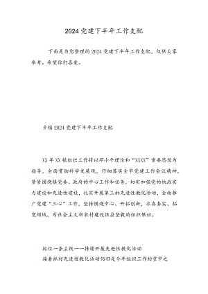 2024党建下半年工作计划-精选范文.docx