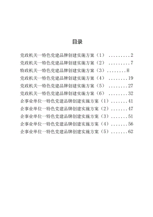 11篇党政机关、企事业单位特色党建品牌创建方案.docx