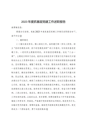 2023年度抓基层党建工作述职报告.docx