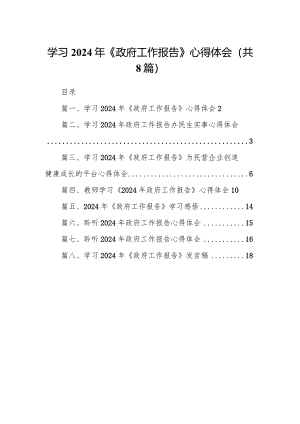 学习2024年《政府工作报告》心得体会8篇（详细版）.docx