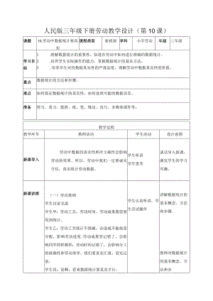 10-劳动中数据统计要真实三年级劳动下册（人民版）.docx
