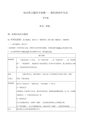 2022-2023学年七年级道德与法治下学期期末备考真题汇编演练（全国通用）九下岁月如歌——我们的初中生活综合性学习专题（知识点+练习）学生版.docx