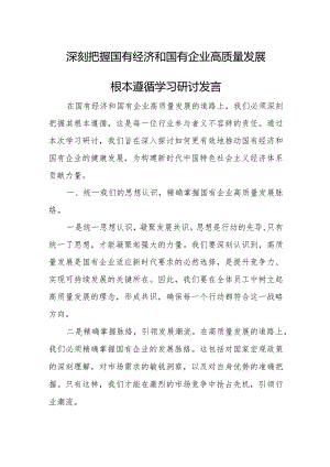 深刻把握国有经济和国有企业高质量发展根本遵循学习研讨发言.docx