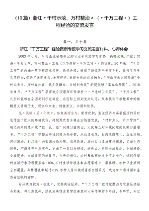 （10篇）浙江“千村示范、万村整治”（“千万工程”）工程经验的交流发言.docx