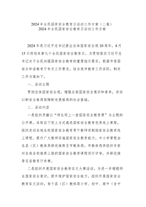 2024年全民国家安全教育日活动工作方案(二篇).docx