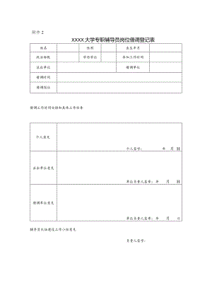 大学专职辅导员岗位借调登记表.docx