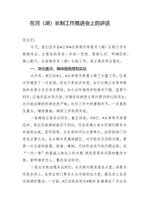 在河（湖）长制工作推进会上的讲话.docx