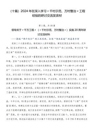 （十篇）2024年在深入学习“千村示范、万村整治”工程经验的研讨交流发言材.docx