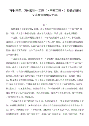 “千村示范、万村整治”工程（“千万工程”）经验的研讨交流发言提纲及心得.docx