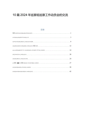 10篇2024年巡察组巡察工作动员会的交流发言稿.docx