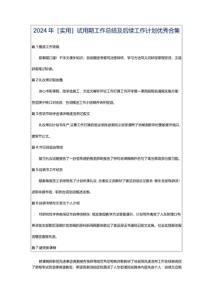 2024年[实用]试用期工作总结及后续工作计划优秀合集.docx