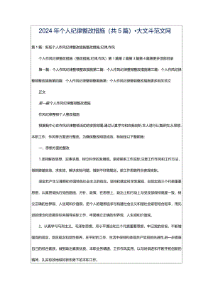 2024年个人纪律整改措施（共5篇）-大文斗范文网.docx
